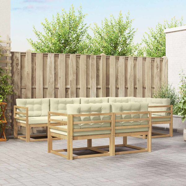vidaXL Outdoor-Sofagarnitur mit Kissen 6 pcs Weiß und Creme Polyester 3386569