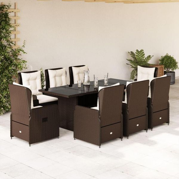 Polyrattan Gartenmöbel Set 6 Personen Tisch Stühle Hochlehner Sitzkissen Grau