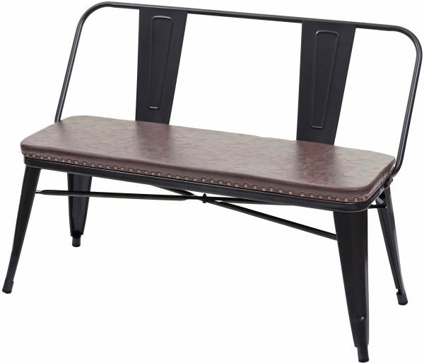 2er Sitzbank HWC-H10, Zweisitzer Garderobenbank Esszimmerbank Industrie-Design Vintage Kunstleder ~ schwarz-braun