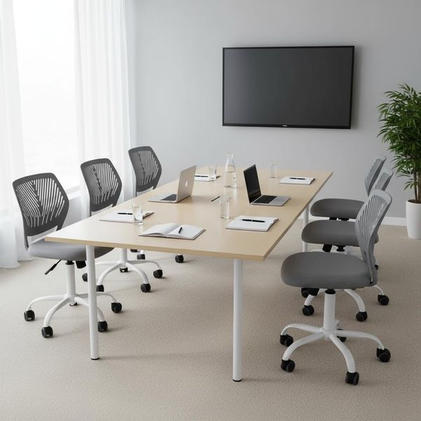 FurnitureR Besucher- & Konferenzstuhl ergonomisch, drehbar, höhenverstellbar, ohne Armlehnen, Netzrückenlehne, 38x40 cm Sitz, 32cm Rückenlehne, Metallfuß mit Rollen, Dunkelgrau