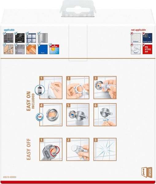 tesa Schminkspiegel Kosmetikspiegel Visioon - runder Badezimmer Schminkspiegel (Komplett-Set, 1-St, Inkl. Powerkit Montagezubehör - enthält Klebelösung und Adapter), 3-fache Vergrößerung - Wandmontage ohne Bohren - 14 cm - Silber