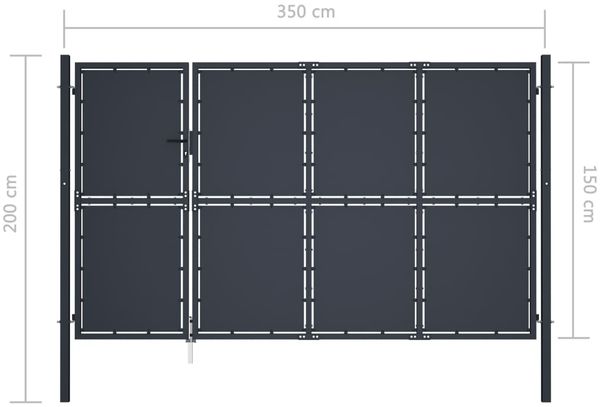 vidaXL Gartentor aus Stahl 350 x 150 cm Anthrazit 144538 Bild 5