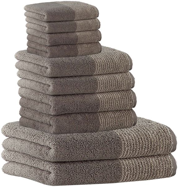 CAWÖ Handtuch Set, 10-tlg. - C Two-Tone, 2x Duschtuch, 4x Handtuch, 4x Gästetuch Graphit Set