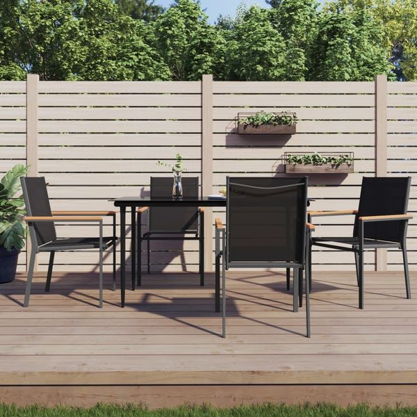 vidaXL 5-tlg. Garten-Essgruppe Schwarz Textilene und Stahl 3187035