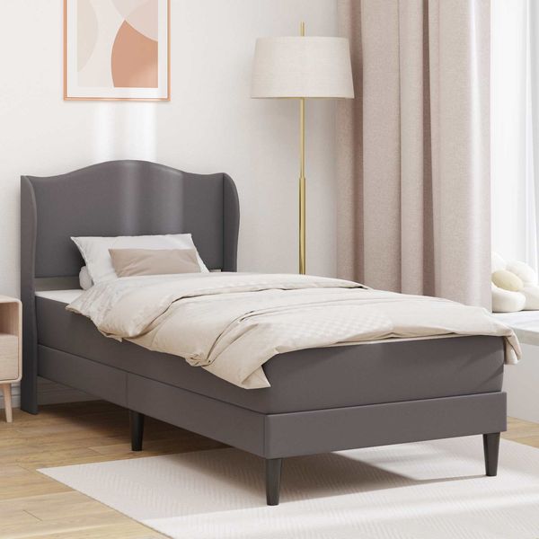 vidaXL Bettrahmen mit Kopfteil Grau 90x190 cm Kunstleder 3415136