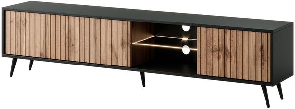 Selsey 'Bello' TV-Lowboard, Schwarz / Eichenholz-Optik, ca. 43 x 175 x 31 cm