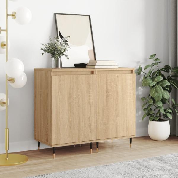 vidaXL Sideboards 2 Stk. Sonoma-Eiche 40x35x70 cm Holzwerkstoff 831043