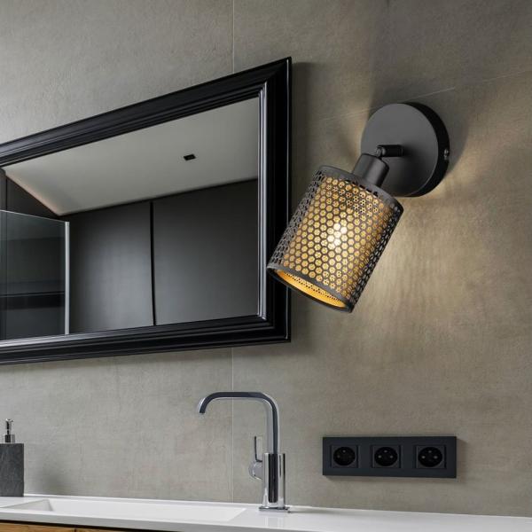 Spotleuchte, Spot flexibel, schwarz, gold, H 22,5cm, CHEVAL