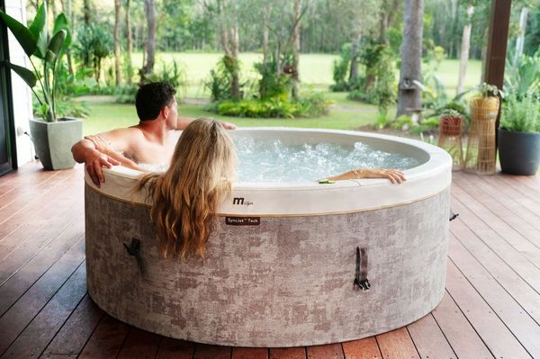 mSpa Whirlpool COCOON ECO - Ø 180x65 cm - ganzjährig Outdoor Pool - XXL - 6 Pers, Whirlpool zum Selbstaufbau, inkl. UVC+, 3 Hydromassagedüsen, App-Steuerung, Schnellheizsystem