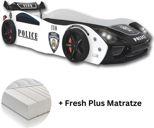 Autobett Kinderbett "Police" 90x200 inkl. Lattenrost