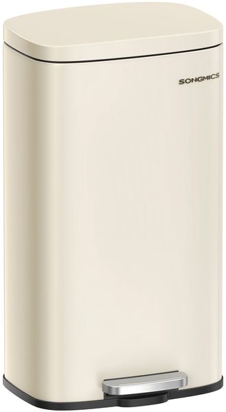 Songmics Mülleimer, geruchsdicht, Edelstahl, 30 Liter, Sandbeige