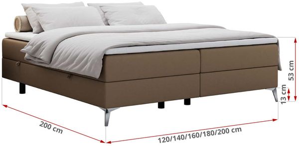 Boxspringbett - Doppelbett mit Multipocket-Matratze - LESS -120x200 - Braun Kunstleder - H3 Bild 5