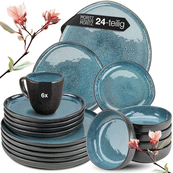 Moritz & Moritz ORGANIC 24 tlg. reaktiv Blau Geschirrset
