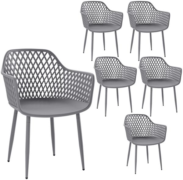STEELSØN 'Quasira' Gartenstuhl, grau, Kunststoff, wetterfest und UV-beständig, Balkonstuhl bis 120 kg belastbar, 6er Set