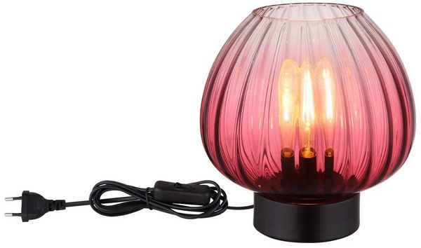 Tischleuchte, Schalter, Glas rot, schwarz, H 23,5 cm Bild 4