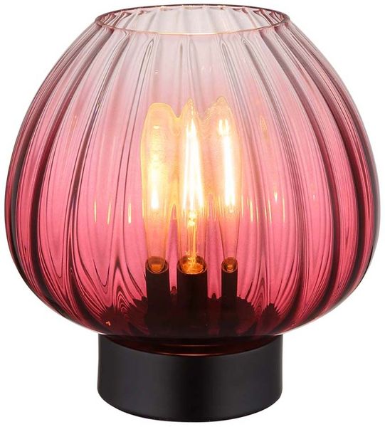 Tischleuchte, Schalter, Glas rot, schwarz, H 23,5 cm