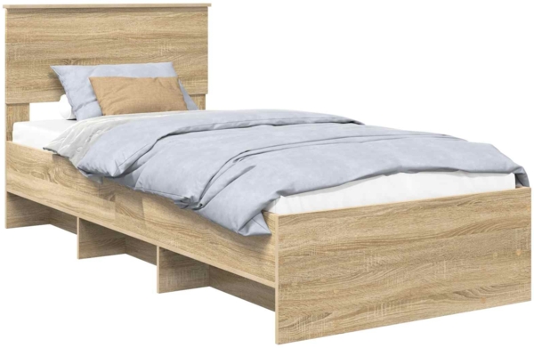 vidaXL Bettrahmen mit Kopfteil Sonoma-Eiche 90 x 200 cm Holzwerkstoff 3408888