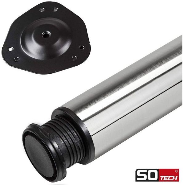 SO-TECH® Tischbein Ø 60 mm, belastbar bis 75 kg pro Stück, höhenverstellbar, Höhe 71 cm, echt Edelstahl mit Anti-Fingerprint, 4x