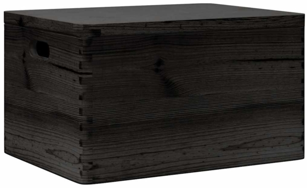 vidaXL Holzkiste mit Deckel und Griffen Schwarz 40x30x23 cm Massivholz 4017398