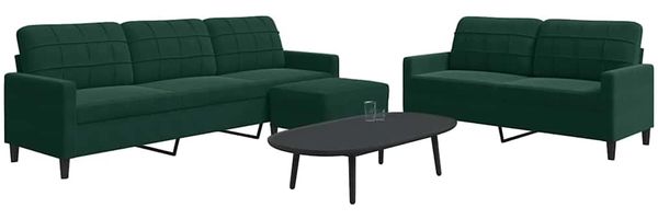 vidaXL 3-tlg. Sofagarnitur mit Kissen Dunkelgrün Samt 3278483