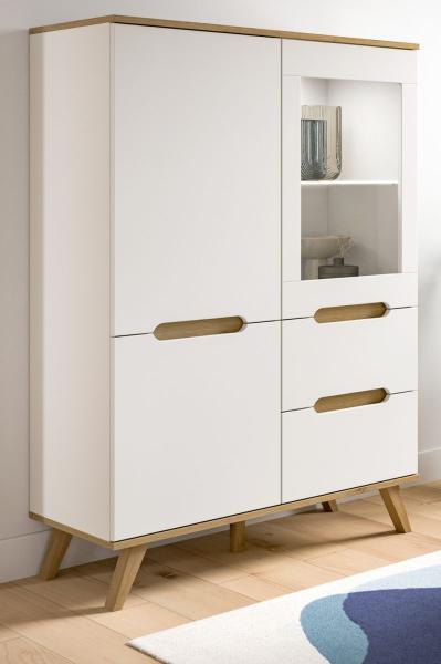 Highboard Hygge in weiß und Eiche 100 x 140 cm