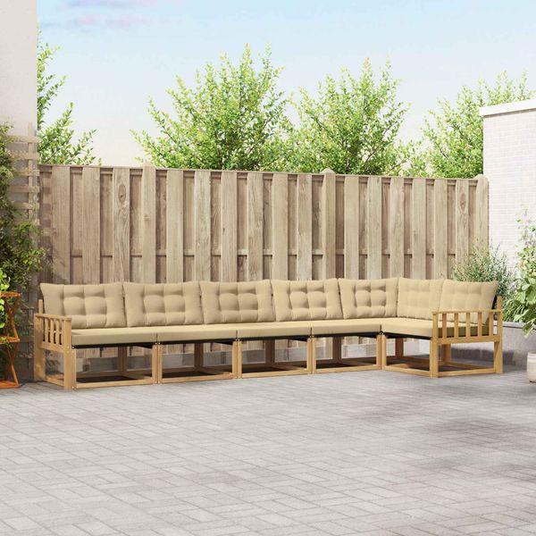 vidaXL Outdoor-Sofagarnitur mit Kissen 6 pcs Weiß und Beige 3388731