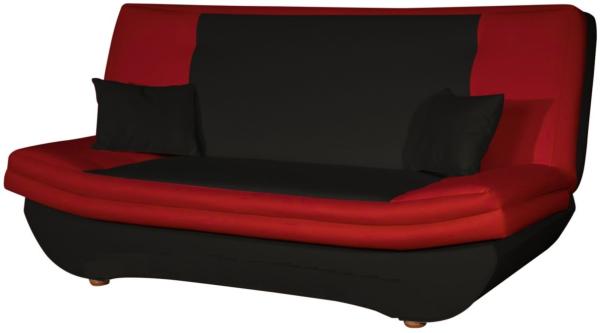 Klick-klack-Sofa Schlafsofa KANDY in Kunstleder Schwarz-Rot