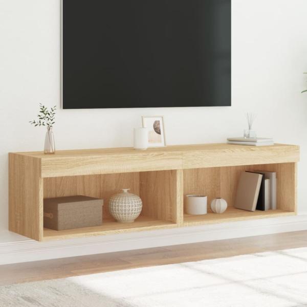 vidaXL TV-Schränke mit LED-Leuchten 2 Stk. Sonoma-Eiche 60x30x30 cm 837132