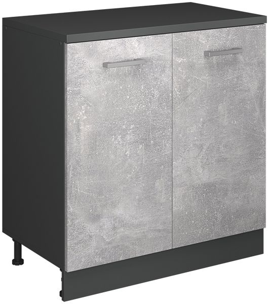 Küchenschrank für Dachschrägen R-Line Beton 80 cm ohne Schräge mit 2 Türen Vicco
