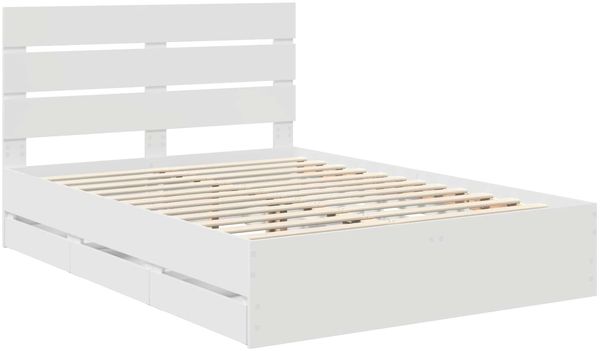 vidaXL Bettrahmen mit Schubladen Weiß 160 x 200 cm Ingenieurs Holz 3411818 Bild 4