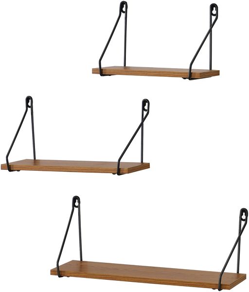 Wandregal Randers 3tlg. verschiedene Größen Dunkler Holzton en. casa