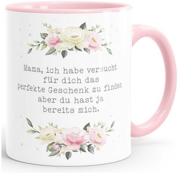 MoonWorks Tasse Kaffee-Tasse Geschenk für Mama Spruch lustig Muttertagssprüche Blumen, Keramik