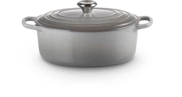 Le Creuset Bräter 'Signature' , Gusseisen , Oval, für alle Herdarten und Induktion geeignet, Perlgrau, 29,0 cm