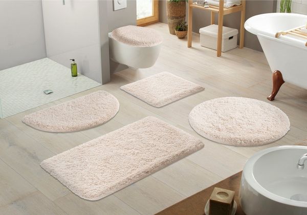 Kleine Wolke Badematte Mellow, Badvorleger, Badezimmer Teppich, Höhe 40 mm, rutschhemmend beschichtet, schnell trocknend, fußbodenheizungsgeeignet, Polyester, rechteckig, Badteppich, Uni-Farben, weich, rechteckig & rund erhältlich