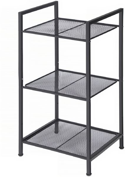 SONGMICS Badezimmerregal aus Metall, Küchenregal, 3 Ebenen, Standregal, verstellbare Ablagen, schwarz