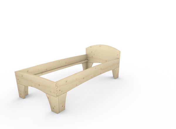Holzbett (Fichte) "Rosi" 90 x 200 cm 48 cm mit Kopfteil Massivholzbett Bett