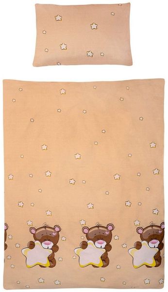 Gräfenstayn Kinderbettwäsche Set mit Tiermotiv und integriertem Reißverschluss - aus 100% Baumwolle, Deckenbezug 135x100cm und Kissenbezug 60x40cm (Teddy/Stern)