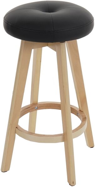 Barhocker Navan, Barstuhl Tresenhocker, Holz Kunstleder drehbar ~ schwarz, helle Beine