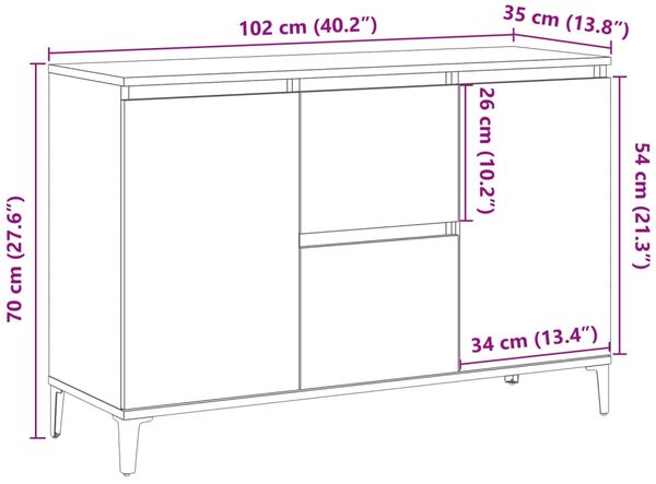 vidaXL Sideboard Artisan-Eiche 102x35x70 cm Holzwerkstoff 856487 Bild 10