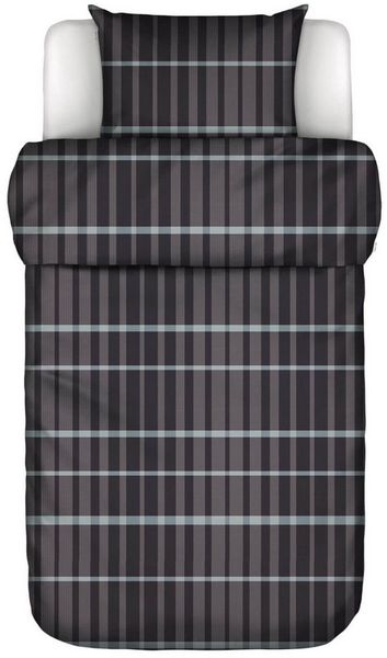 Essenza Bettwäsche Thori Dark Navy, Flanell, 2 teilig, Kariert, Streifen, Linien