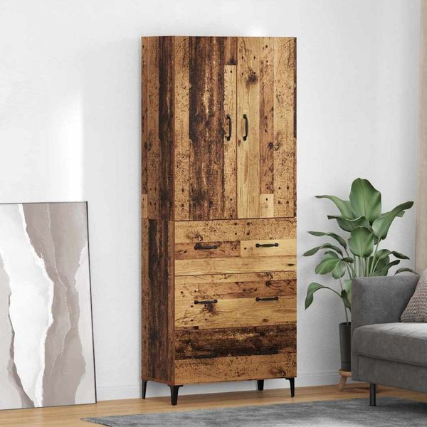 vidaXL Highboard Wandmontiert Altholz 69,5 x 34 x 180 cm Holzwerkstoff 3415791