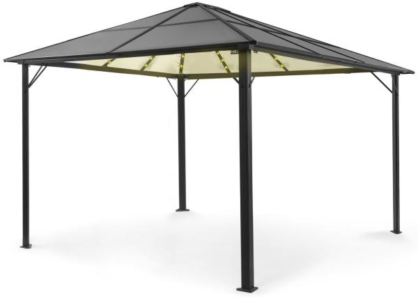 Blumfeldt Pavillon 3x4m, Rostfreier Aluminium-Pavillon mit Festem Dach & Dimmbaren LED-Lichter, Pavillon Wasserdicht, Stabil & Winterfest, Langlebige Pergola Freistehend, Gartenpavillon für Terrasse