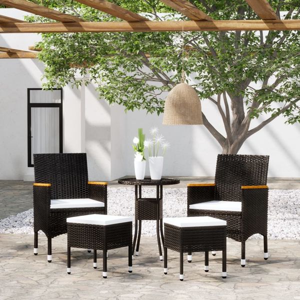 vidaXL 5-tlg. Garten-Lounge-Set Poly Rattan Schwarz 3058474