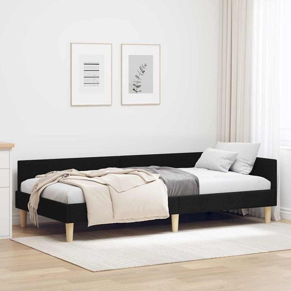 vidaXL Eckbettgestell Schwarz 90 x 200 cm Stoff 42016119