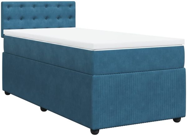 vidaXL Boxspringbett mit Matratze Blau 80x200 cm Samt 3287606