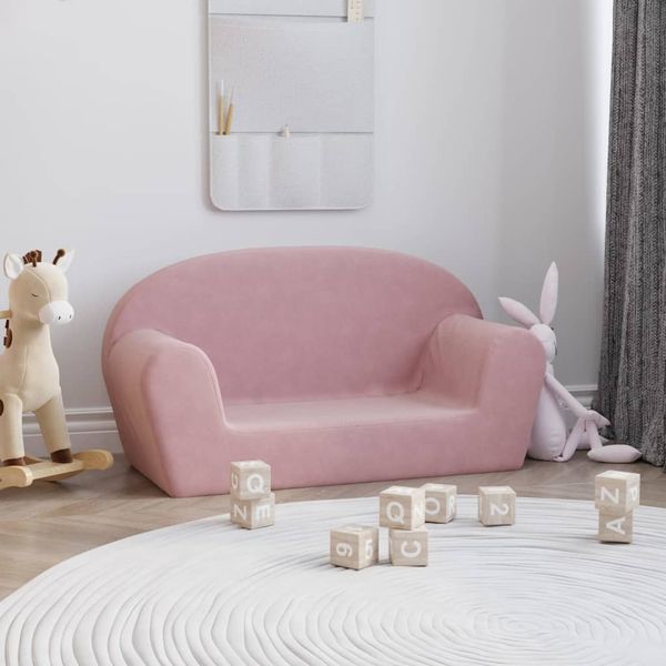 vidaXL Kindersofa 2-Sitzer Rosa Weich Plüsch 356991