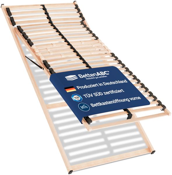 Madera Lattenrost für Bettkastenfunktion – 7-Zonen, 28 Federleisten, Birkenschichtholz, Größe: 140 x 200 cm, Seite der Öffnung: Öffnung Vorn