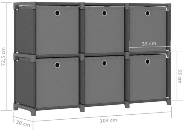 vidaXL Würfelregal mit 6 Boxen Grau 103x30x72,5 cm Stoff 322609 Bild 9