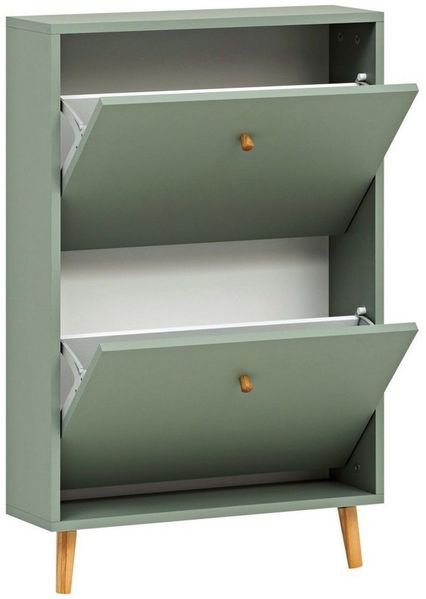 Lomadox Schuhschrank BELFORT-80 Schuhkipper in Pistaziengrün, mit 2 Klappen, schmal, 60 cm breit