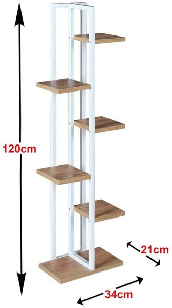 Pflanzregal Tohmajärvi Metall 120x34x21cm Weiß / Walnussoptik [en. casa] Bild 2